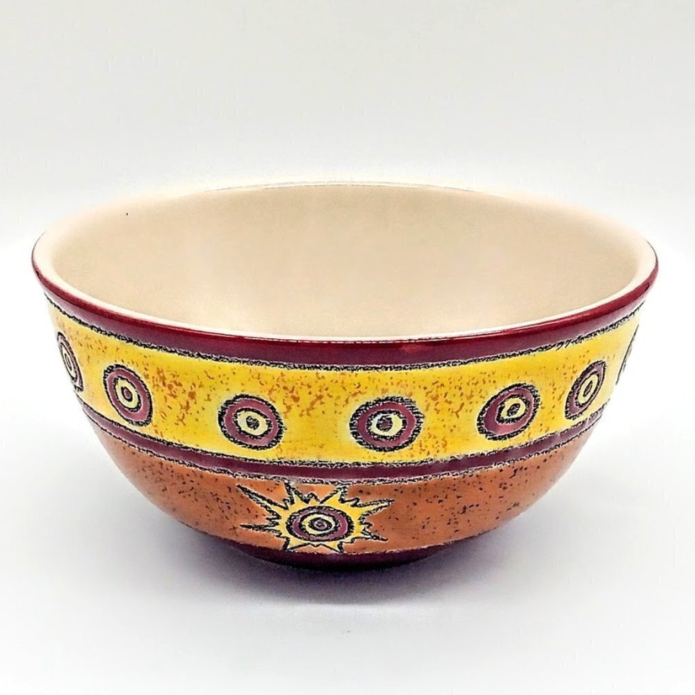 Vintage Artesa Ecuador Eduardo Vega Cuzco Hand-Painted Ceramic Bowl